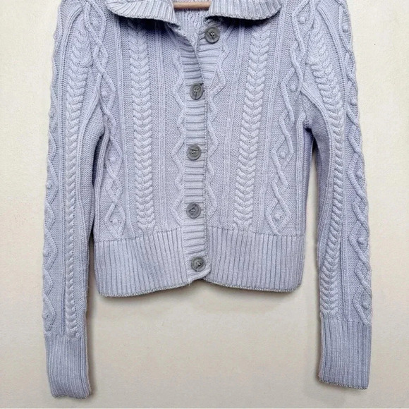Zara Womens Medium Cable Lilac Silver  Thread Cropped Cardigan - Picture 4 of 14